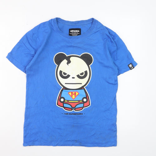 Hipanda Men’s Blue Superpanda Graphic Cotton T-Shirt Size S