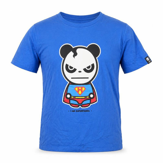 Hipanda Men’s Blue Superpanda Graphic Cotton T-Shirt Size S