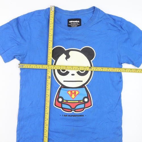 Hipanda Men’s Blue Superpanda Graphic Cotton T-Shirt Size S