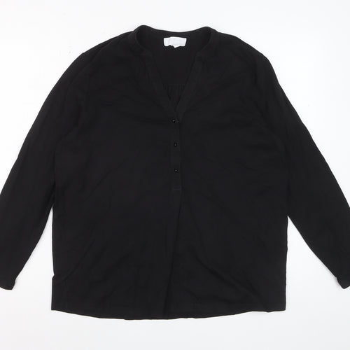 The White Company Women’s Black Long Sleeve V-Neck Blouse UK14