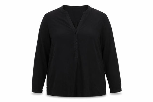 Front view of The White Company Women’s Black Long Sleeve V-Neck Blouse UK14