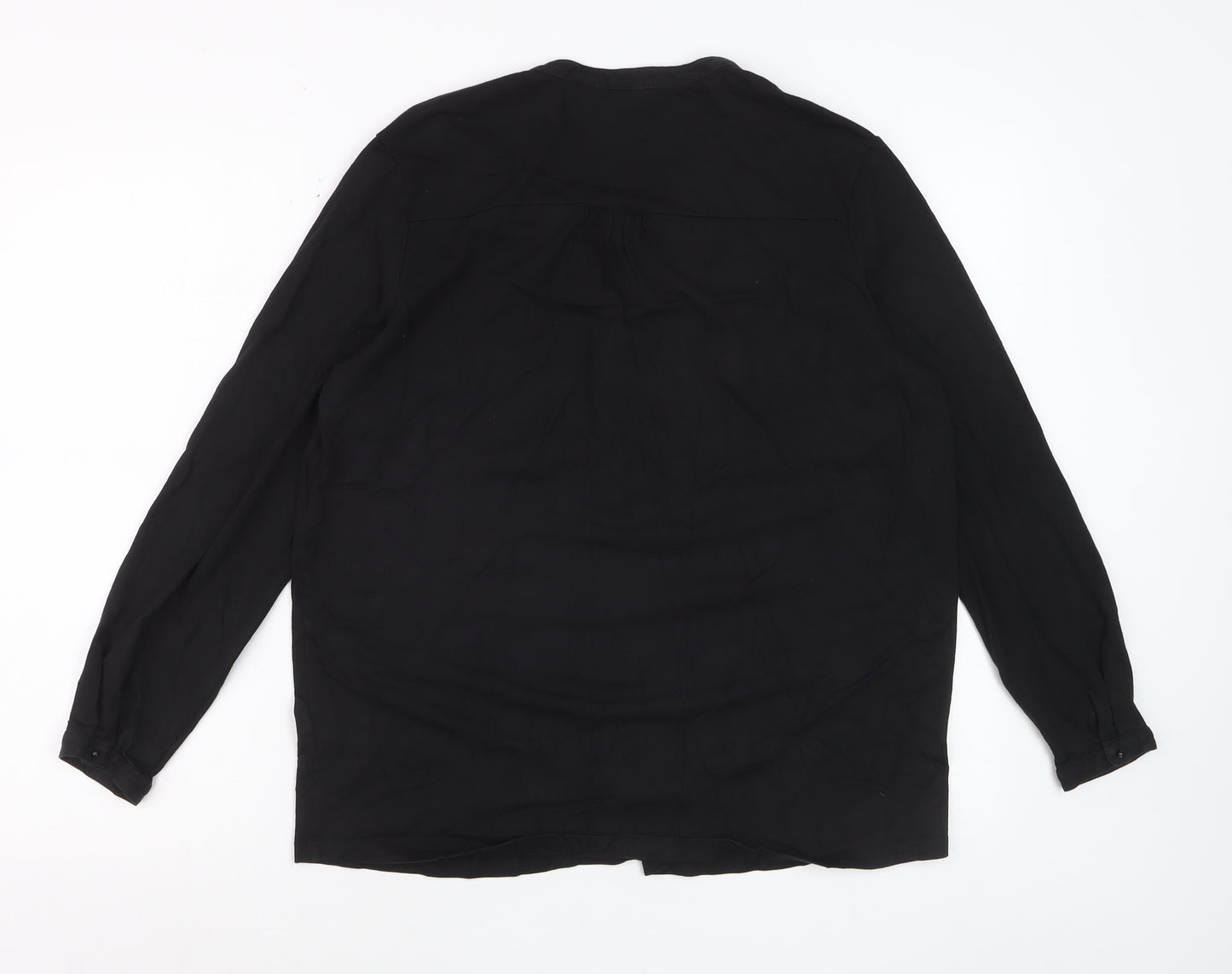 The White Company Women’s Black Long Sleeve V-Neck Blouse UK14