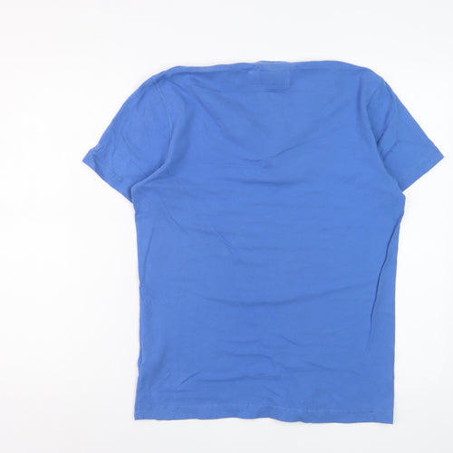 Abercrombie & Fitch Men Blue Henley Short Sleeve Cotton T-Shirt Size S