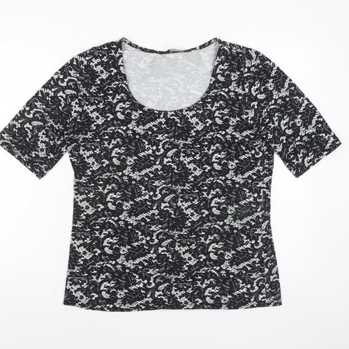 Dorothy Perkins Women’s Black Floral Lace Jersey T-Shirt Size 16