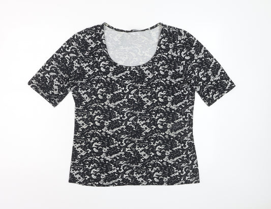 Dorothy Perkins Women’s Black Floral Lace Jersey T-Shirt Size 16