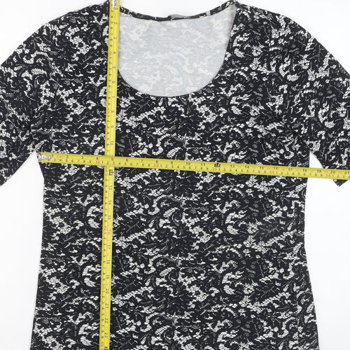 Dorothy Perkins Women’s Black Floral Lace Jersey T-Shirt Size 16