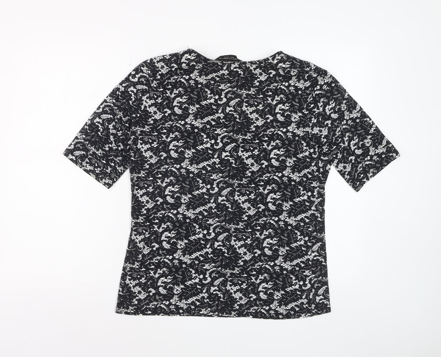 Dorothy Perkins Women’s Black Floral Lace Jersey T-Shirt Size 16