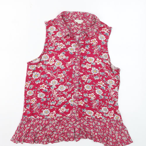Monsoon Women Pink Floral Sleeveless Tunic Blouse Size 12