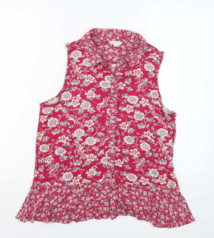 Monsoon Women Pink Floral Sleeveless Tunic Blouse Size 12
