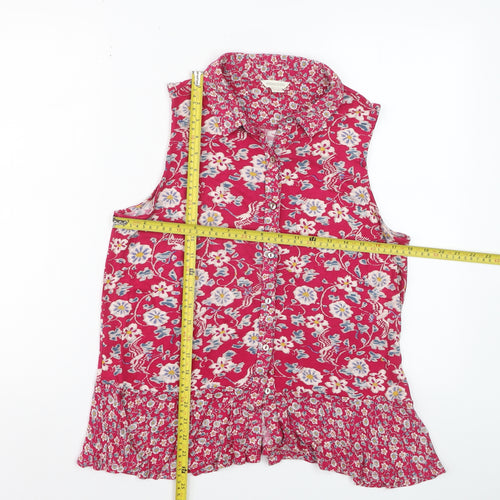 Monsoon Women Pink Floral Sleeveless Tunic Blouse Size 12