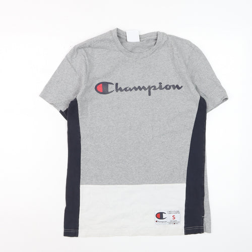 Champion Mens Grey Short Sleeve Crew Neck Cotton T-Shirt Small