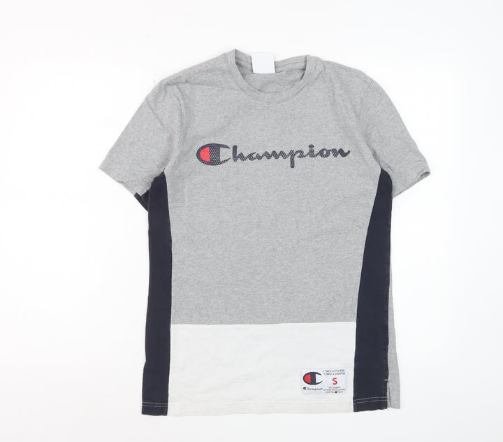 Champion Mens Grey Short Sleeve Crew Neck Cotton T-Shirt Small