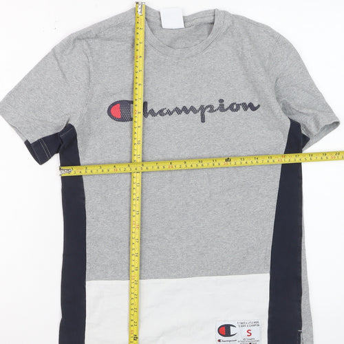 Champion Mens Grey Short Sleeve Crew Neck Cotton T-Shirt Small