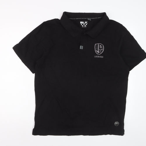 BLK London Irish Black Cotton Polo Shirt Men 3XL Short Sleeve Rugby