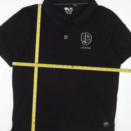 BLK London Irish Black Cotton Polo Shirt Men 3XL Short Sleeve Rugby