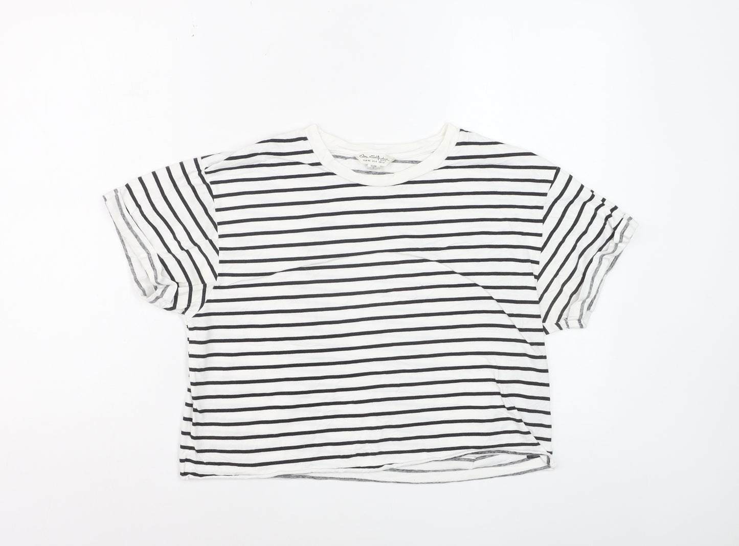 Miss Selfridge Women’s White Striped Cotton T-Shirt Size 12