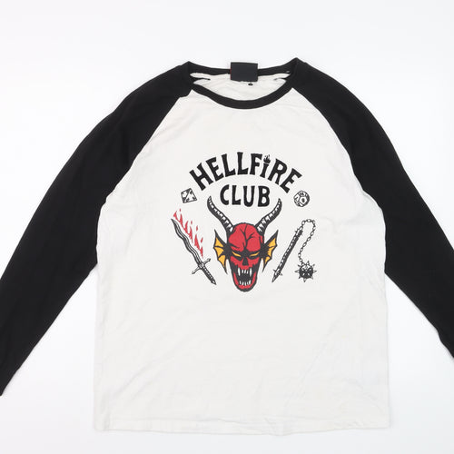 Stranger Things Hellfire Club Black & White Long Sleeve Men's T-Shirt M