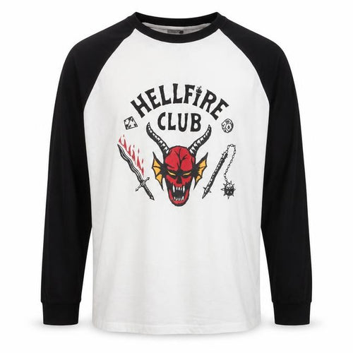 Stranger Things Hellfire Club Black & White Long Sleeve Men's T-Shirt M