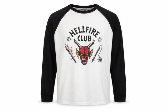 Stranger Things Hellfire Club Black & White Long Sleeve Men's T-Shirt M