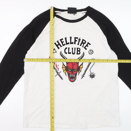 Stranger Things Hellfire Club Black & White Long Sleeve Men's T-Shirt M