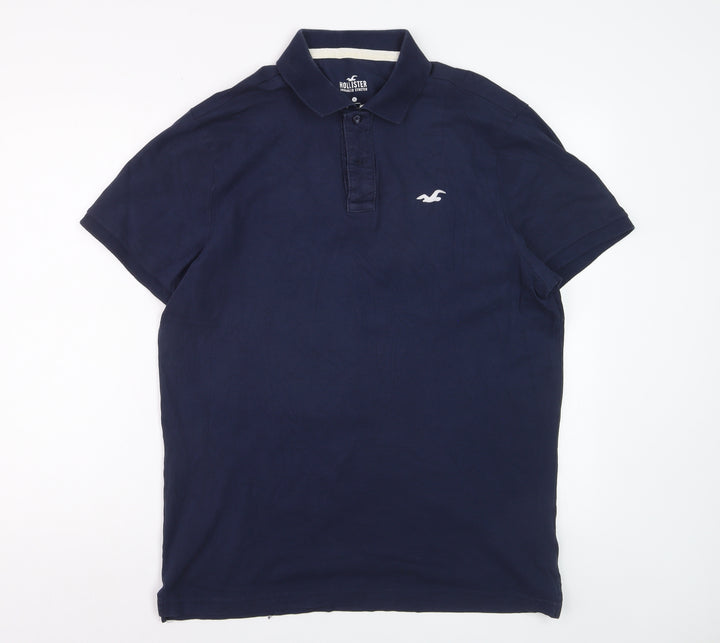 Hollister Men's Blue XL Slim Fit Stretch Polo Shirt