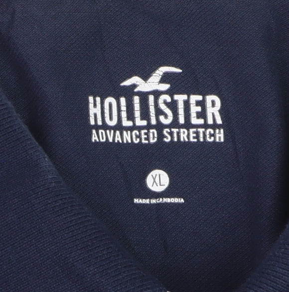 Hollister Men's Blue XL Slim Fit Stretch Polo Shirt