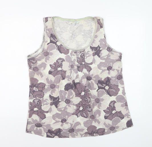 Boden Womens Purple Floral Cotton Sleeveless Top UK 10