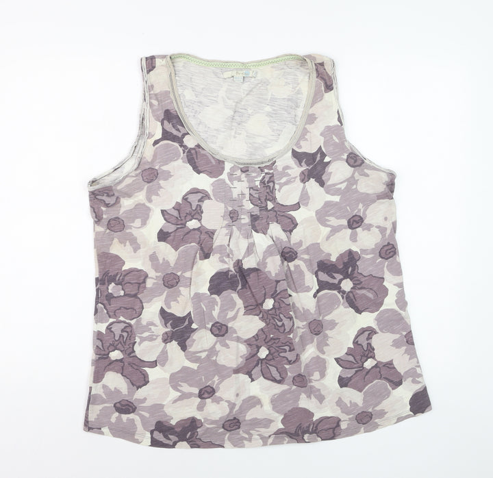 Boden Womens Purple Floral Cotton Sleeveless Top UK 10