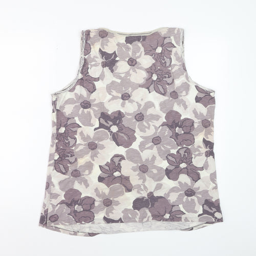 Boden Womens Purple Floral Cotton Sleeveless Top UK 10