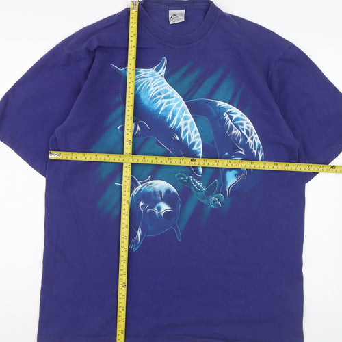 Harlequin Men’s Blue Dolphin Graphic Nature T-Shirt XL Vintage