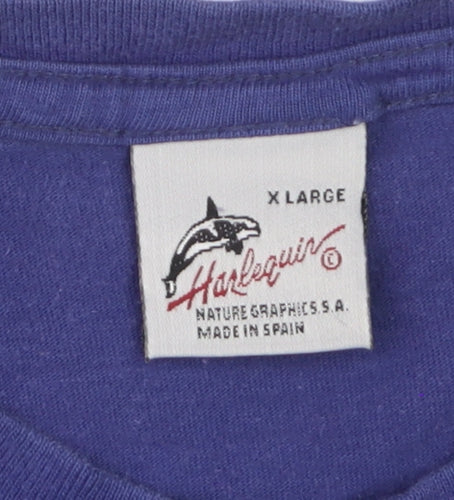 Harlequin Men’s Blue Dolphin Graphic Nature T-Shirt XL Vintage