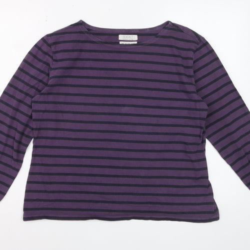 Seasalt Women’s Purple Stripe Organic Cotton Long Sleeve Sailor T-Shirt Size 16