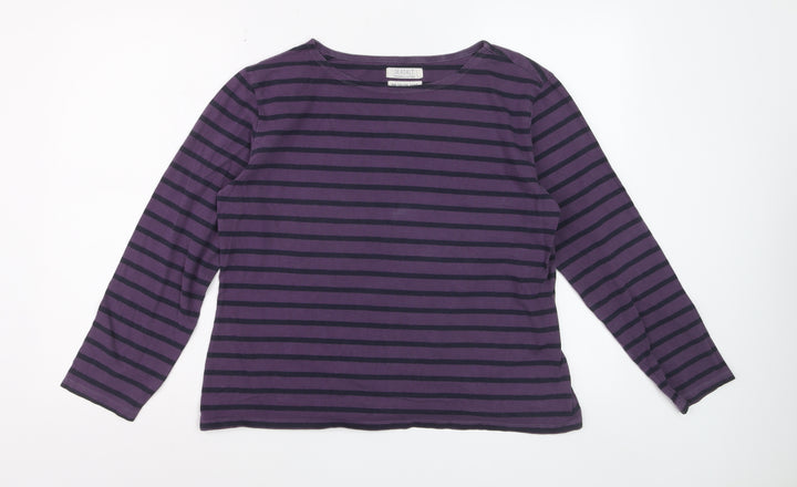 Seasalt Women’s Purple Stripe Organic Cotton Long Sleeve Sailor T-Shirt Size 16