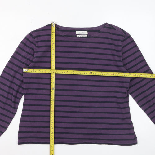 Seasalt Women’s Purple Stripe Organic Cotton Long Sleeve Sailor T-Shirt Size 16
