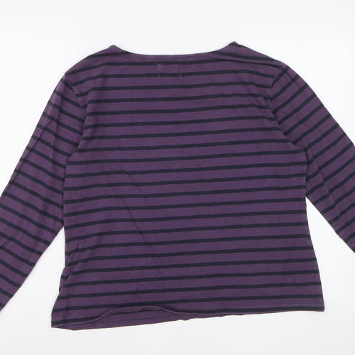 Seasalt Women’s Purple Stripe Organic Cotton Long Sleeve Sailor T-Shirt Size 16