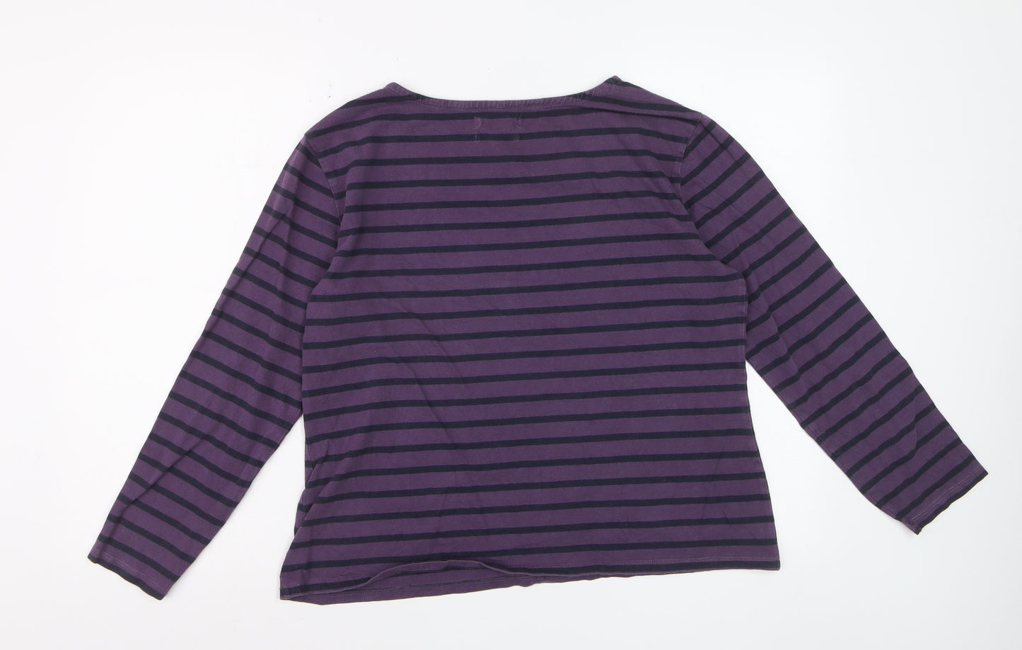 Seasalt Women’s Purple Stripe Organic Cotton Long Sleeve Sailor T-Shirt Size 16