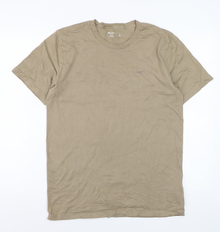 Hollister Men's Beige Core Fit Cotton Crew Neck T-Shirt Size M