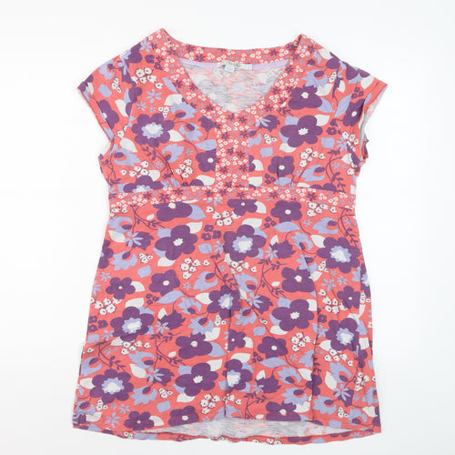 Boden Women's Multicoloured Floral V-Neck Tunic T-Shirt Size 16 Regular