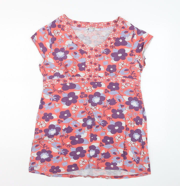 Boden Women's Multicoloured Floral V-Neck Tunic T-Shirt Size 16 Regular