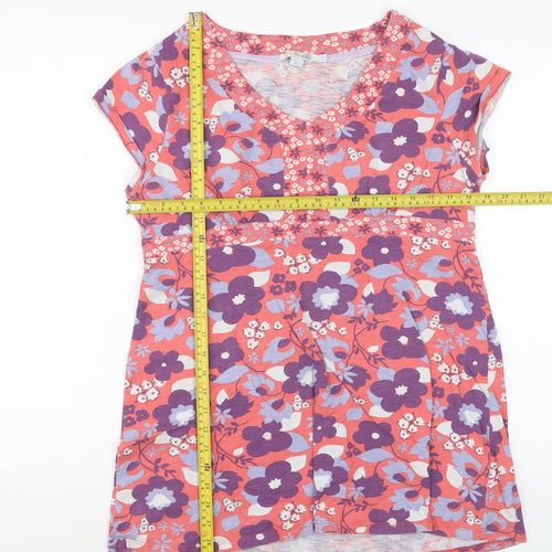 Boden Women's Multicoloured Floral V-Neck Tunic T-Shirt Size 16 Regular