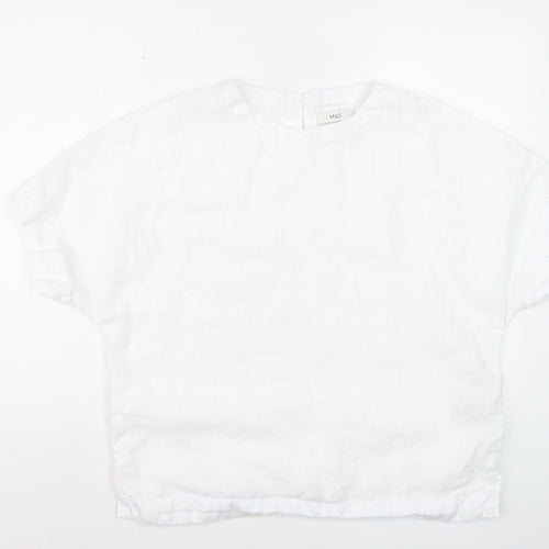 Marks and Spencer Women’s White Linen Relaxed Fit Blouse Size 14