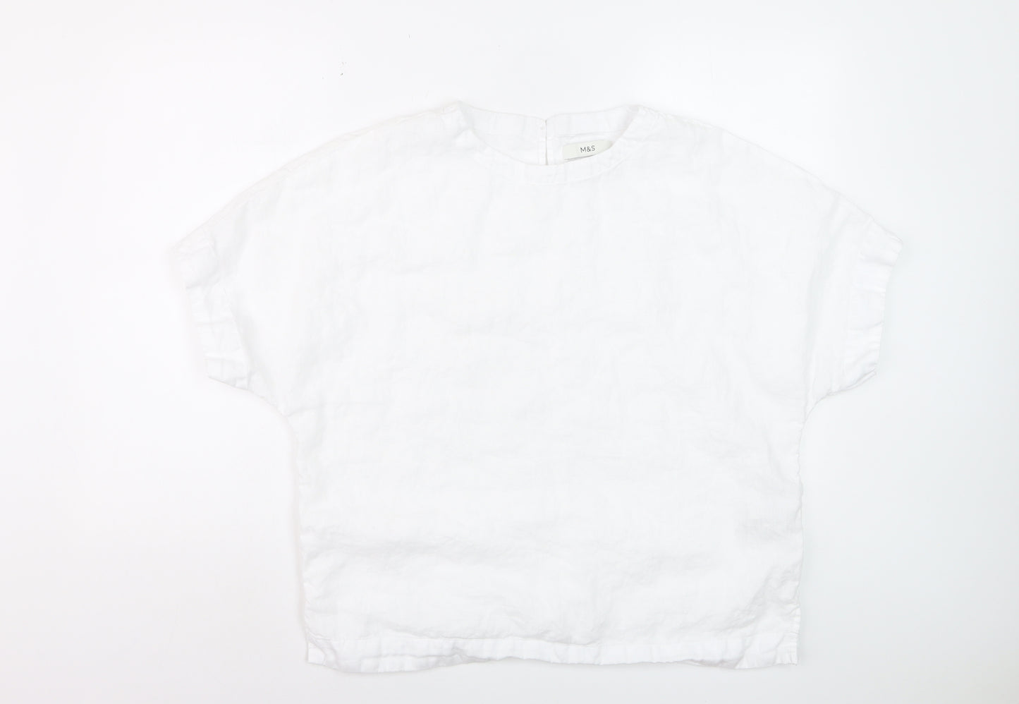 Marks and Spencer Women’s White Linen Relaxed Fit Blouse Size 14
