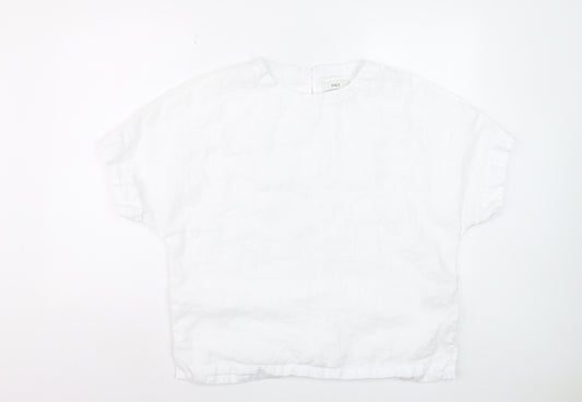 Marks and Spencer Women’s White Linen Relaxed Fit Blouse Size 14