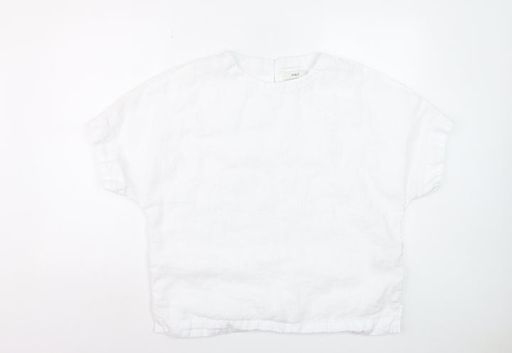 Marks and Spencer Women’s White Linen Relaxed Fit Blouse Size 14