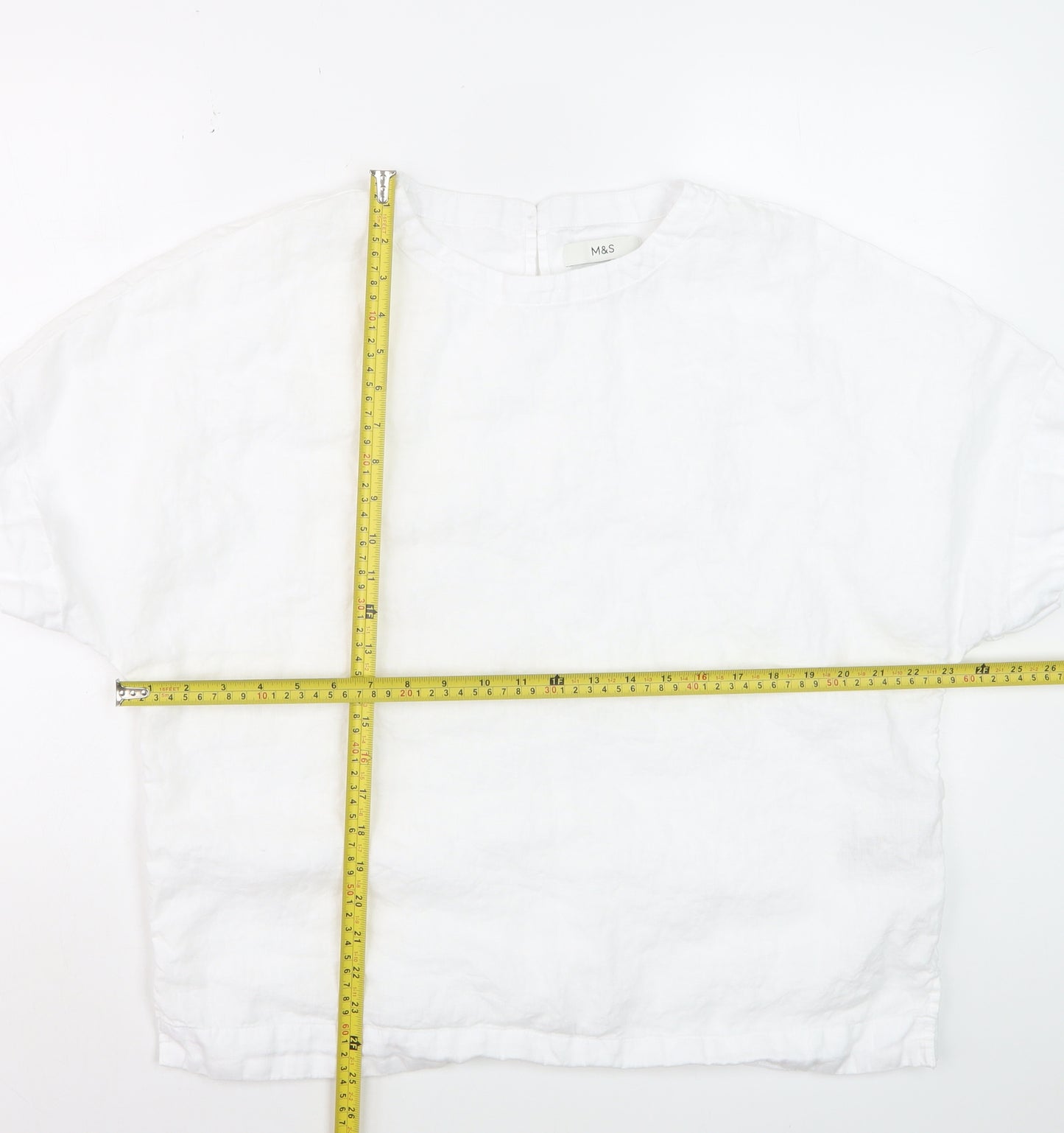 Marks and Spencer Women’s White Linen Relaxed Fit Blouse Size 14