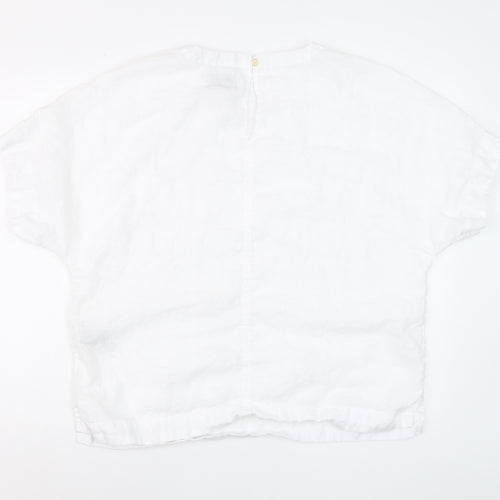 Marks and Spencer Women’s White Linen Relaxed Fit Blouse Size 14