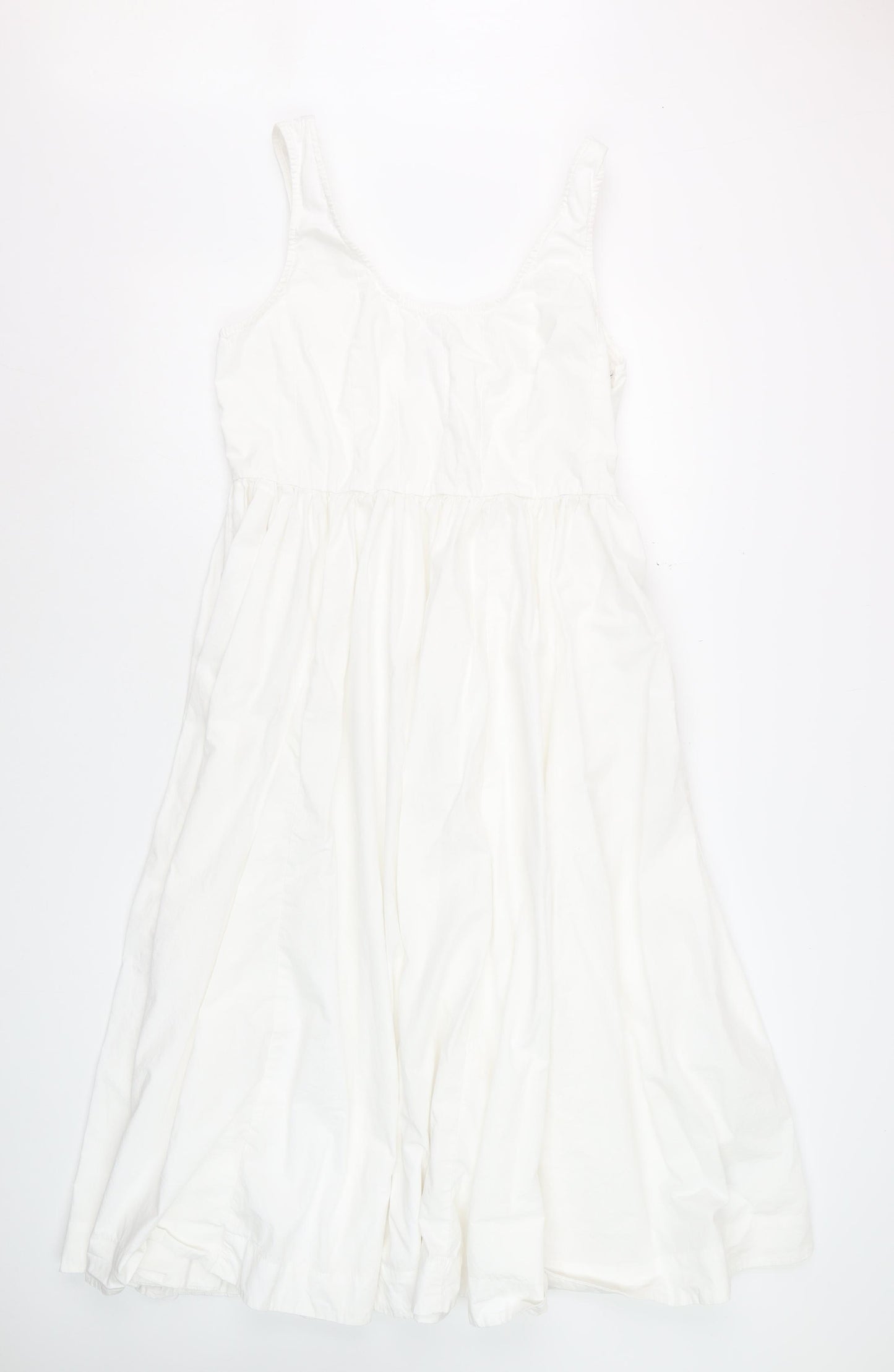 Marks and Spencer Women White Size 14 Sleeveless Fit & Flare Cotton Dress