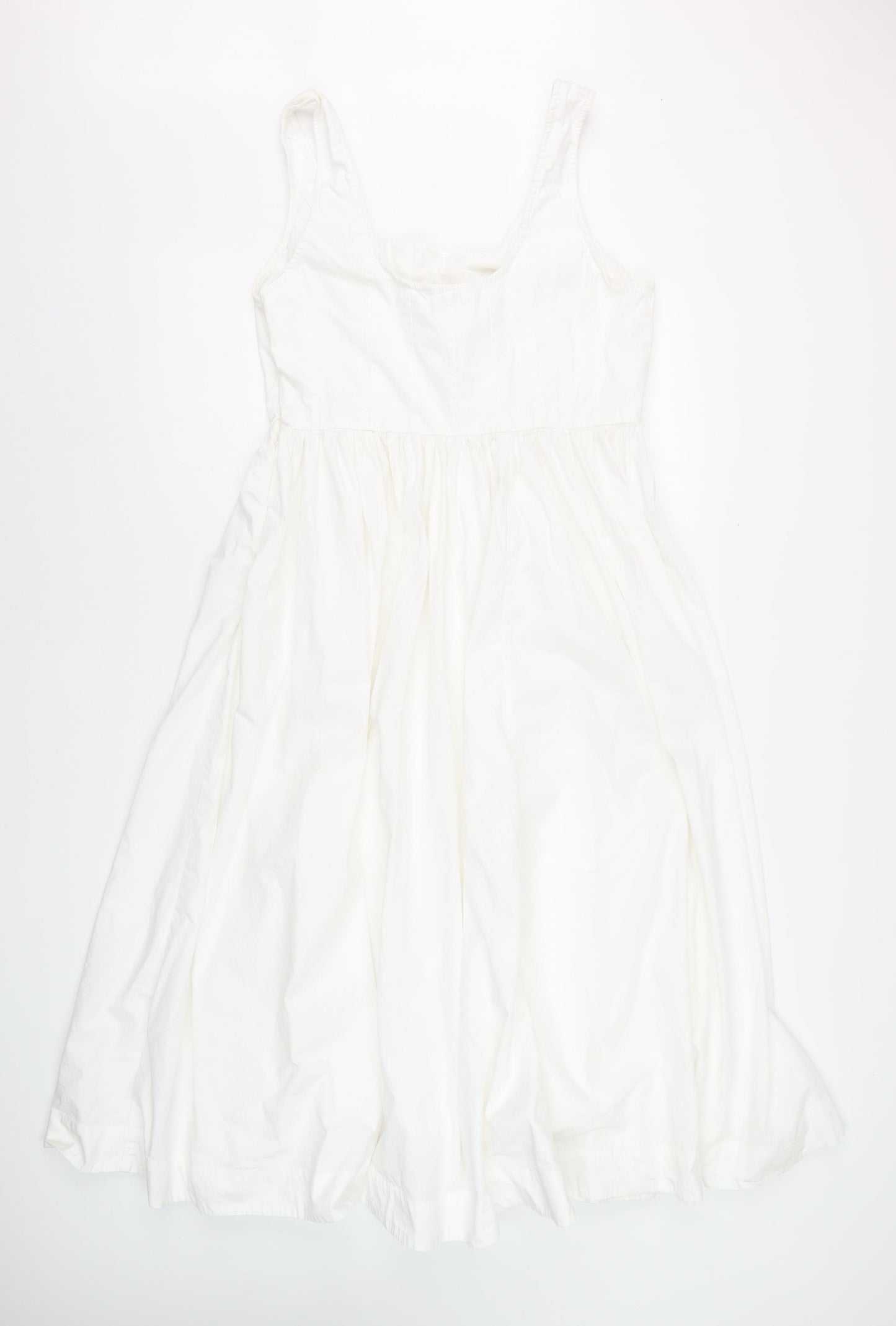 Marks and Spencer Women White Size 14 Sleeveless Fit & Flare Cotton Dress