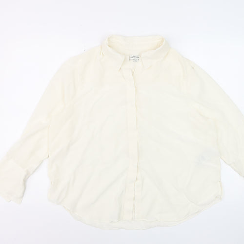 Marks and Spencer Women Ivory Silk Button-Up Shirt Size 18