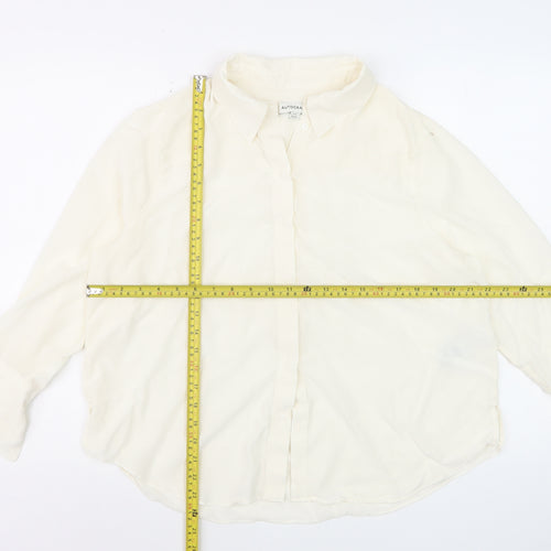 Marks and Spencer Women Ivory Silk Button-Up Shirt Size 18